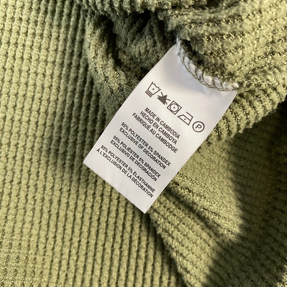 Rainforest Mens Olive Green Waffle Knit Thermal Hoodie Large L - Picture 6 of 8